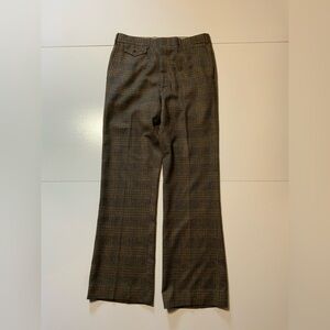Vintage 60s 70s Houndstooth Wool Plaid Flare Disco Wide Leg Dress Pants